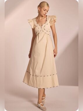 Pants Store Flutter Sleeve Midi Dress Medium